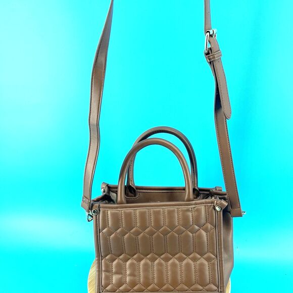 Steve Madden Womens Brown Leather Top Handle Satchel Handbag - Picture 5 of 9